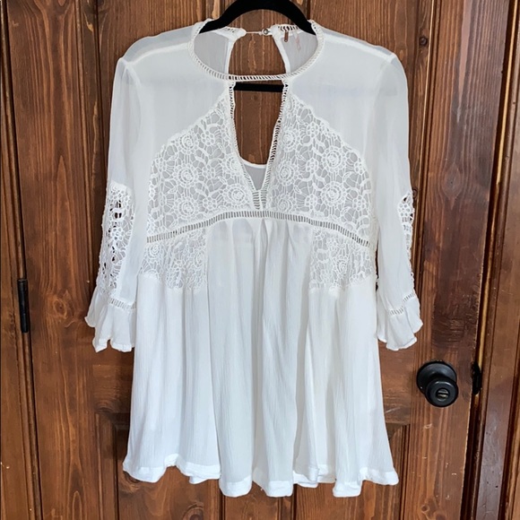 Free People Dresses & Skirts - Free People Long Sleeve White Lace Dress XS